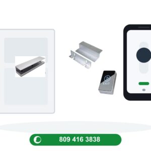Cerradura pivote para puerta de cristal con control de acceso instalado en RD
