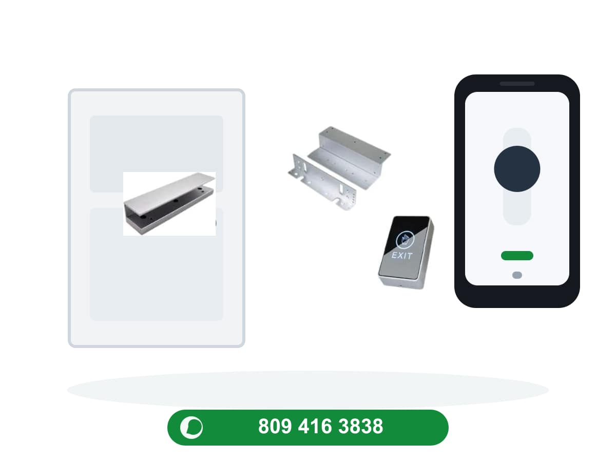 Cerradura pivote para puerta de cristal con control de acceso instalado en RD