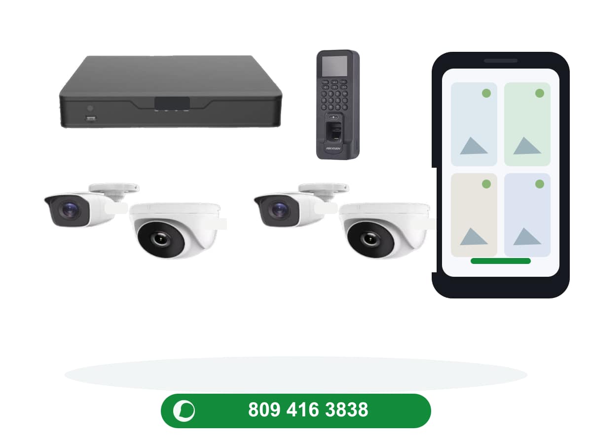 Seguridad para casa: 4 cámaras y control de acceso instalado en RD