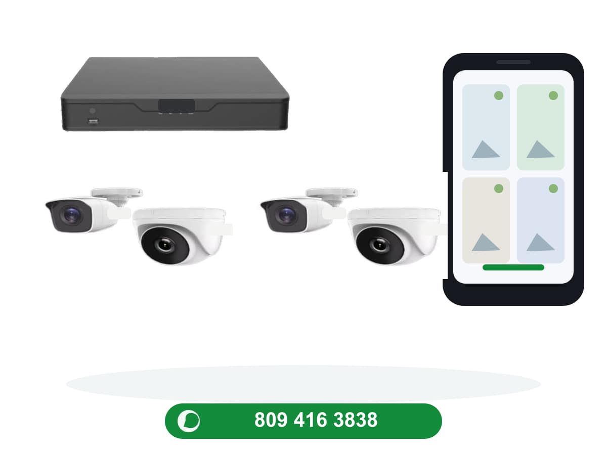 Kit de 4 cámaras de seguridad para casa o negocio con instalación incluida